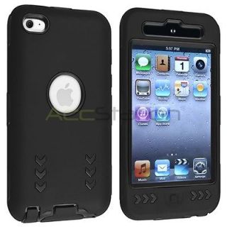 FOR IPOD TOUCH 4 4G 4TH GEN NEW DELUXE BLACK HARD CASE COVER SILICONE 