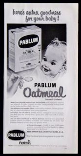   1952 Pablum Oatmeal Baby Cereal Magazine Ad Mead Johnson Company