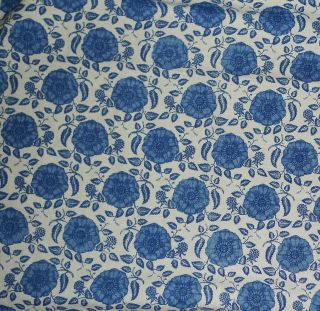 RAOUL TEXTILES Marbella hand print linen blue white floral 1+ yard new