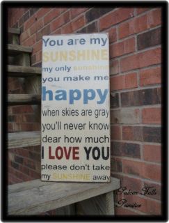 You Are My Sunshine Wood Sign Wall Decor Vintage Style Shabby Rustic 