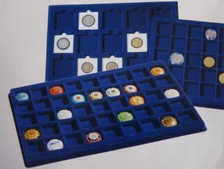 Lighthouse Blue felt coin display trays storage assorted sizes