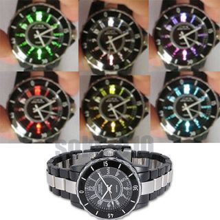   Luxury 8 colors LED Lamp Analog Quartz Mens Wrist Band Gift Watch S052