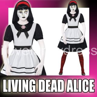 LIVING DEAD DOLL ALICE HALLOWEEN FANCY DRESS LADIES COSTUME XS S UK 4 