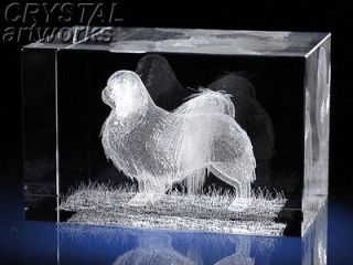 Newly listed *JAPANESE CHIN* 3D Laser Etched Crystal Dog Figure 57s