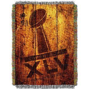   WOVEN TAPESTRY BLANKET 48X60 PACKERS SUPER BOWL XLV 45 LOMBARDI TROPHY