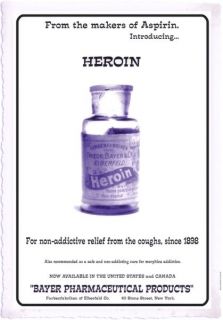 Vintage 1898 HEROIN advertising POSTER bayer asperin medicine pharmacy 
