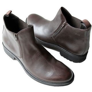 395 HUGO BOSS Black Italy Brown Ankle Zipper Dress Boots 12 45 
