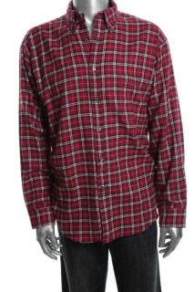 John Ashford NEW Red Flannel Plaid Long Sleeve Button Down Shirt Top S 