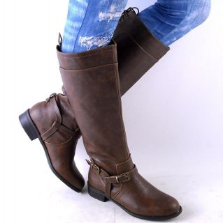 new womens brown knee high harness riding boots size 7