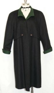 ALPHORN ~ BOILED WOOL Women BLACK German WINTER Long Trench Jacket 