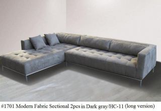   Fabric Modern tufted Sectional Sofa #1701 Dark gray (Large version