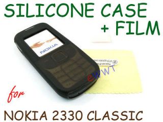 Black * Silicone Soft Cover Case + LCD Film for Nokia 2330 Classic 