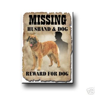 leonberger husband missing reward fridge magnet dog  