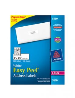 Avery Easy Peel Address Label   1 2.58 Length Permanent 3000 / Box