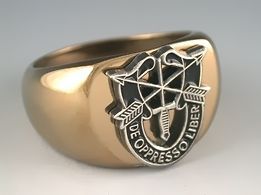 ARMY SPECIAL FORCES LOGO MILITARY STAINLESS STEEL GOLD RING ALL SIZES