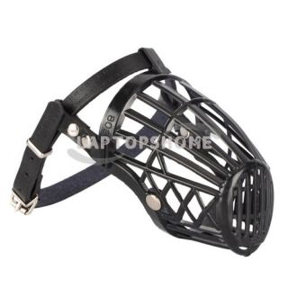 leather basket cage adjustable pet dog muzzle black size 3