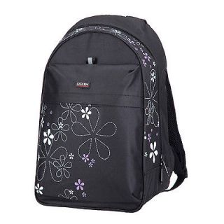LYCEEM NEW Black Cherry Blossom Girl Outdoor Travel Sports Backpack 