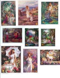 cao yong postcard art lot 9 garden series women beauty