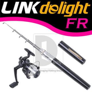   Saltwater Fishing Rod Black Pen Aluminium Pole Reel with Line