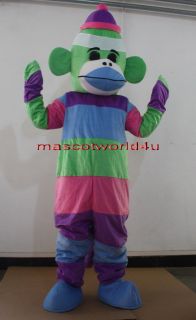 New Style Sock Monkey Mascot Costume Fancy Dress Cartoon Suit Adult 