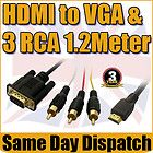   Male to VGA SVGA HD15 3RCA Gold AV Audio Video Cable For HD DVD HDTV