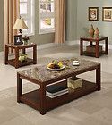Pc Modern Brown Marble Top Coffee Table and End Tables ZAC16797