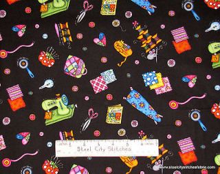   Kids Can Quilt Pin Cusion Sew Machine Motif Cotton Fabric BTY