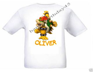 super mario bowser personalised kids t shirt age 2 12 more options 