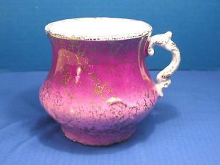 ANTIQUE W. M. CO. SEMI PORCELAIN RED TO PINK COLORED SHAVING MUG