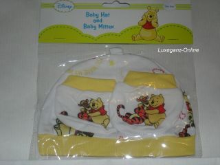 Brand New Disney Winnie the Pooh Bear Tigger Baby Hat and Mitt Cap Set 