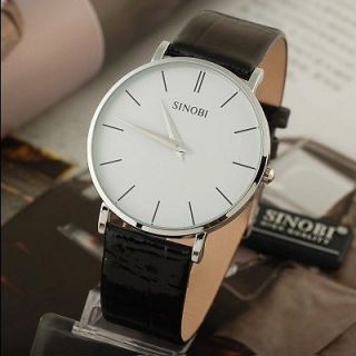   Fashion Mens White Ultra thin Luxury Analog Elegant Wrist Watch Quartz