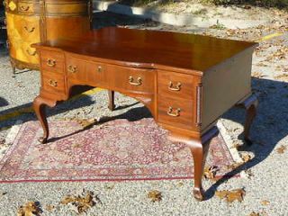 ANTIQUE 19C TRADITIONAL CHIPPENDALE MAHOGANY PARTNERS DESK TABLE