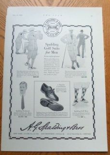 1924 spalding golf suit shoe hose tie men print ad