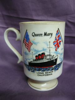 Vintage RMS QUEEN MARY LONG BEACH TEA CUP COFFEE MUG SHIP OCEAN LINER 