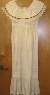   Colonial, Reenactment, Costume Long Dress, Beige w/Red Trim Pre Owned