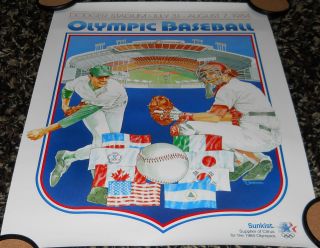 1984 OLYMPIC BASEBALL PROMOTIONAL POSTER NEVER FOR SALE PRINTING ON 