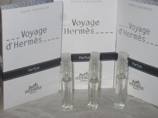 NEW Voyage dHermes  HERMES perfume sample vials x 3, parfum 