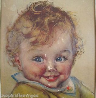 Vintage Maud Tousey Fangel Embossed 3D Baby Boy Portrait Framed Signed