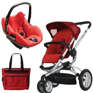 Quinny Buzz 3/Prezi Travel System in Rebel Red with Diaper Bag