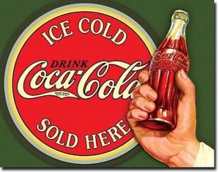 coke ice cold bullseye coca cola soda tin metal sign