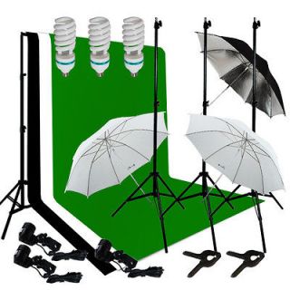Photography Lighting Muslin Backdrop Stand Studio Kit 3 Backdrop 3 