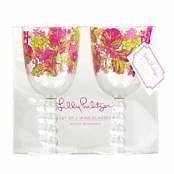 lilly pulitzer wine glass set luscious acrylic nwt expedited shipping
