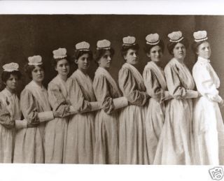 vintage nurses all in a row michigan real photo look