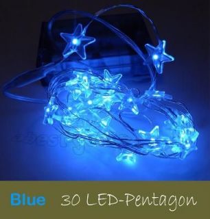 30 led decoration string battery blue pentagon type from china