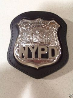 nypd officer style badge cut out leather belt clip time