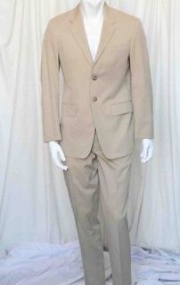   Khaki Mens Cotton Two Button Blazer Jacket+Flat Front Pant Suit 38/48