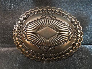 Solid Bronze Vtg 80s High Mesa Belt Buckle Silver Tone Finish Has 1 3 