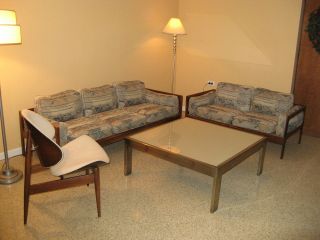 Mid Century Danish Modern Rosewood Sofa & Love Seat By Komfort Mobler 