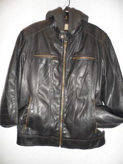 leather jackets hood in Mens Clothing