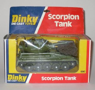   TOYS 690 SCORPION TANK WITH CAMOUFLAGE NET   MILITARY MECCANO BOXED